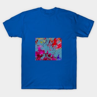 Jewel tone splashy floral print T-Shirt